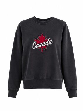 Size M Vintage Steve & Barry’s Canada Maple Leaf Embroidered Sweatshirt Black